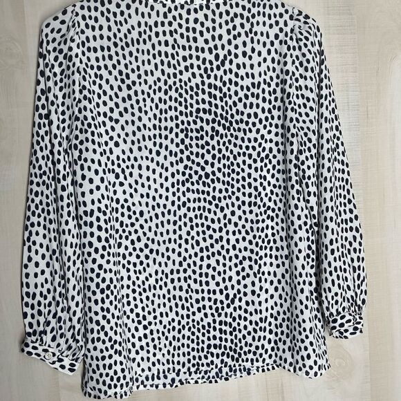 J. Crew white black blue v neck blouse top long sleeve, size 00 petite - Picture 11 of 11